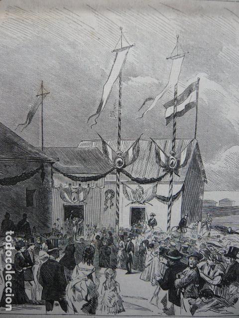 Arte: SANTANDER ENTRADA VISITA DEL REY GRABADO XILOGRAFICO XILOGRAFIA 1872