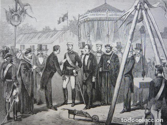 Arte: BURGO SCOLOCACI&Oacute;N PRIMERA PIEDRA PALACIO JUSTICIA GRABADO XILOGRAFICO XILOGRAFIA 1872