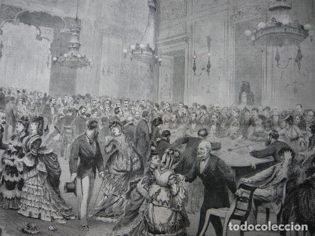 Arte: BADEN BADEN ALEMANIA BAILE EN EL KURSAAL GRABADO XILOGRAFICO XILOGRAFIA 1872