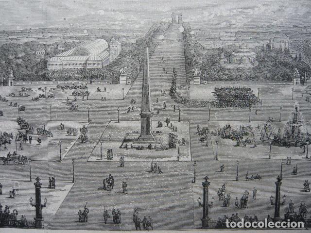 Arte: PARIS PLACE DE CONCORDE GRABADO XILOGRAFICO XILOGRAFIA 1872