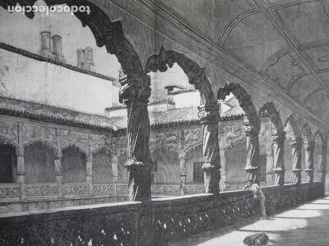 Arte: GUADALAJARA PATIO PALACIO INFANTADO GRABADO XILOGRAFICO XILOGRAFIA 1872