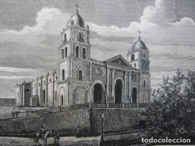 Arte: SANTIAGO DE CUBA CATEDRAL GRABADO XILOGRAFICO XILOGRAFIA 1872