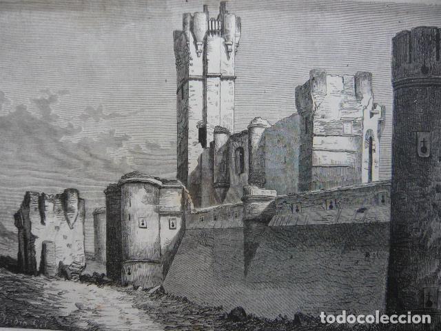 Arte: MEDINA DEL CAMPO VALLADOLID CASTILLO DE LA MOTA GRABADO XILOGRAFICO XILOGRAFIA 1872