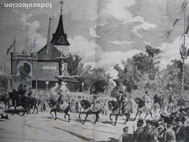 Arte: VALENCIA CABALGATA FIESTA DURANTE LA FERIA GRABADO XILOGRAFICO XILOGRAFIA 1872