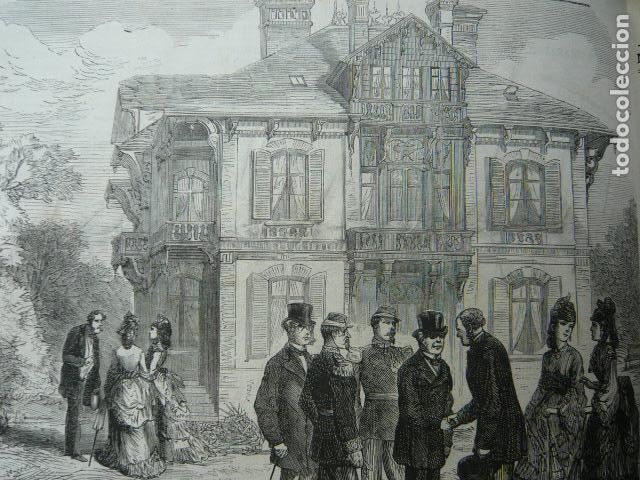 Arte: TROUVILLE FRANCIA CHALET CORDIER GRABADO XILOGRAFICO XILOGRAFIA 1872