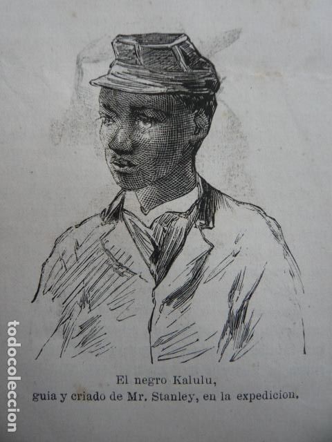 Arte: NEGRO KALULU DE MR. STANLEY EXPEDICION BUSCA DEL DR. LIVINGSTONE GRABADO XILOGRAFICO XILOGRAFIA 1872