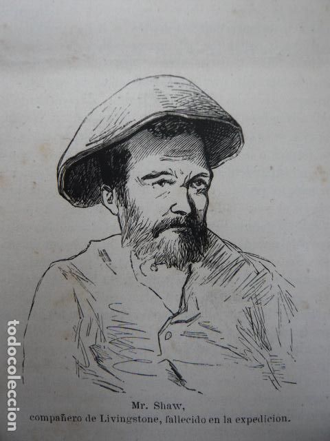 Arte: MR. SHAW EN EXPEDICION BUSCA DEL DR. LIVINGSTONE GRABADO XILOGRAFICO XILOGRAFIA 1872