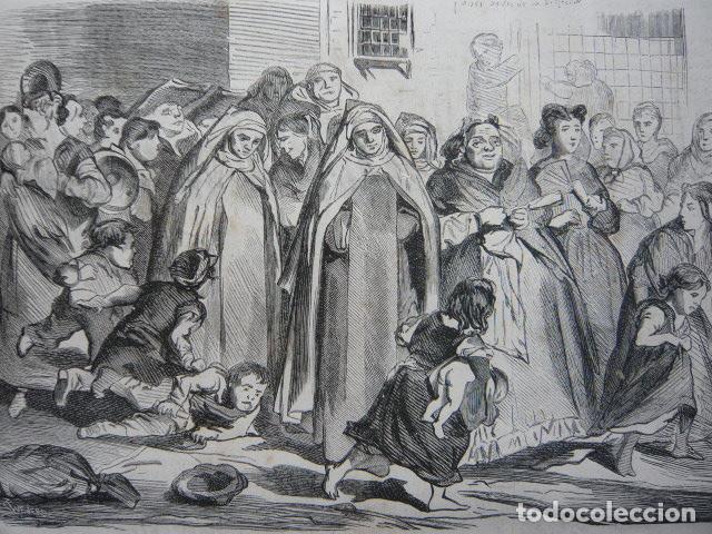 Kunst: LA NOVICIA CROQUIS INEDITO DE VALERIANO BECQUER GRABADO XILOGRAFICO XILOGRAFIA 1872