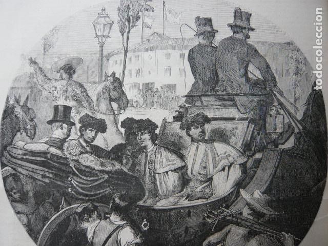 Art: MADRID CAMINO A LOS TOROS GRABADO XILOGRAFICO XILOGRAFIA 1872