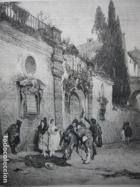 Kunst: GALANTERIA ANDALUZA CUADRO DE LUIS JIMENEZ GRABADO XILOGRAFICO XILOGRAFIA 1872