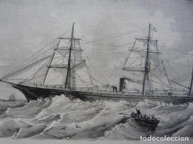 Kunst: VAPOR CHIMBORAZO BAHIA DE SANTANDER GRABADO XILOGRAFICO XILOGRAFIA 1872