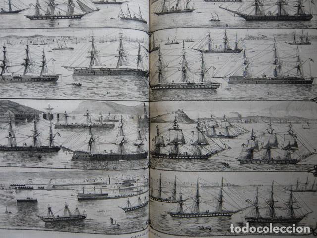 Arte: MARINA DE GUERRA ESPA&Ntilde;OLA GRABADO XILOGRAFICO XILOGRAFIA 1872