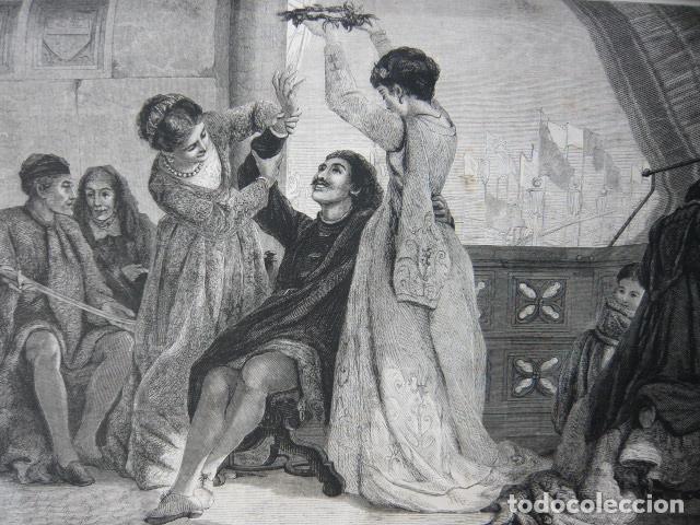 Arte: AMOR Y GLORIA ALEGORIA GRABADO XILOGRAFICO XILOGRAFIA 1872