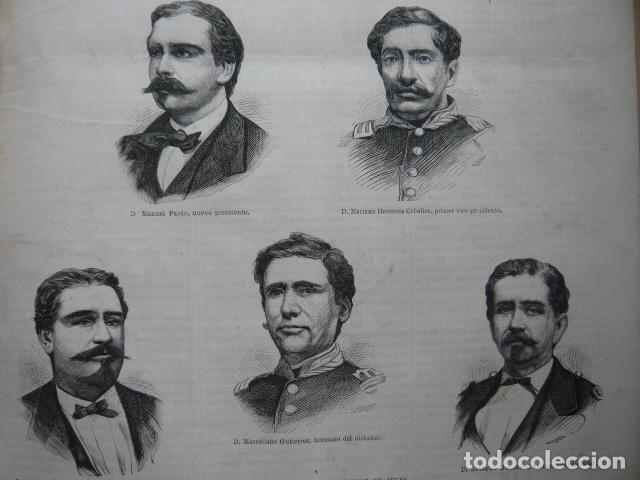 Arte: PERU PERSONAJES REVOLUCION JULIO GRABADO XILOGRAFICO XILOGRAFIA 1872
