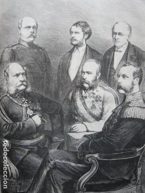 Arte: ALEMANIA EMPERADORES Y SUS MINISTROS GRABADO XILOGRAFICO XILOGRAFIA 1872