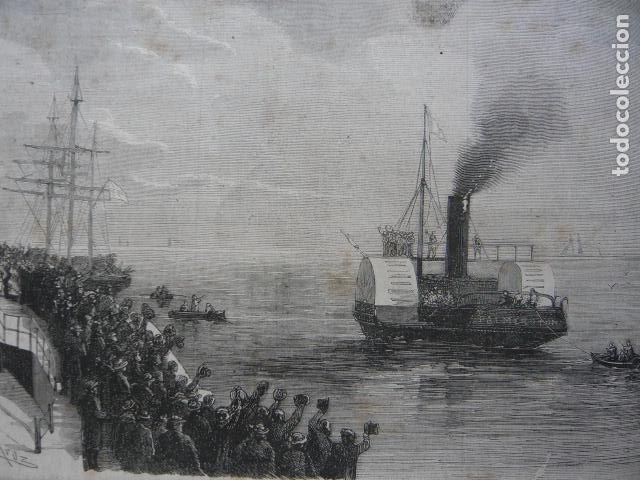 Arte: DOVER INGLATERRA MR. JONHSON PROEZA CRUZAR CANAL MANCHA GRABADO XILOGRAFICO XILOGRAFIA 1872