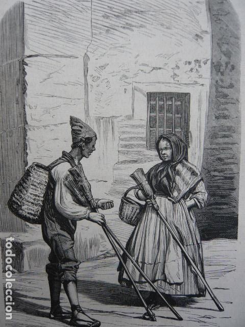 Arte: VALENCIA TIPOS POPULARES ESCOBEROS GRABADO XILOGRAFICO XILOGRAFIA 1872