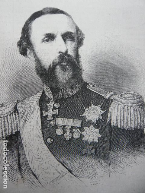 Arte: OSCAR II REY DE SUECI Y NORUEGA GRABADO XILOGRAFICO XILOGRAFIA 1872