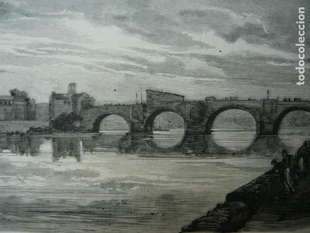 Arte: ZARAGOZA RIBERAS DEL EBRO GRABADO XILOGRAFICO XILOGRAFIA 1872