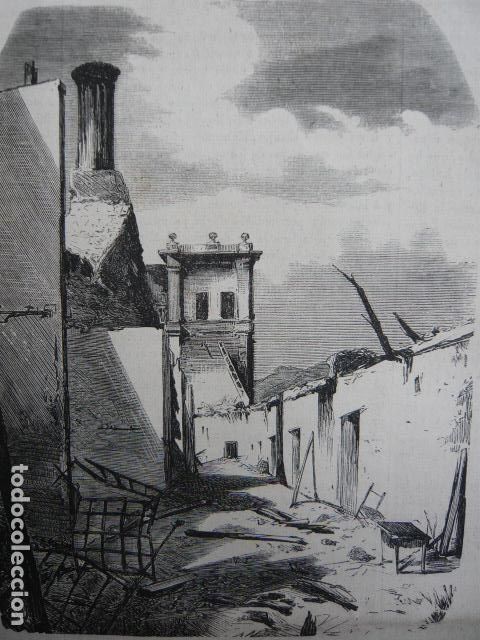 Arte: EL ESCORIAL MONASTERIO DESPUES DEL INCENDIO GRABADO XILOGRAFICO XILOGRAFIA 1872