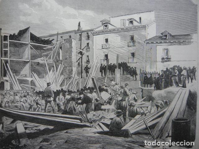 Arte: MADRID RUINAS TALLERES IMPRENTA FORTANET GRABADO XILOGRAFICO XILOGRAFIA 1872
