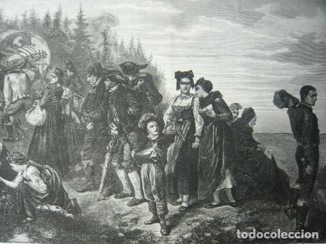 Arte: FRANCIA ALSACIANOS Y LORENESES EMIGRANDO GRABADO XILOGRAFICO XILOGRAFIA 1872