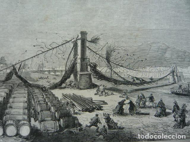Arte: PARIS HUNDIMIENTO DEL PUENTE CONSTANTINA GRABADO XILOGRAFICO XILOGRAFIA 1872