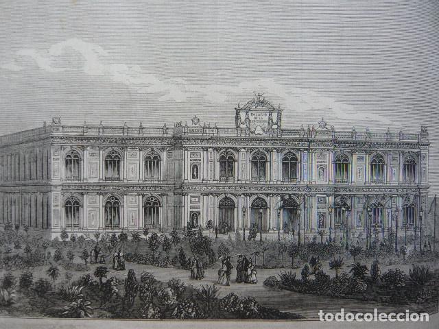 Arte: LIMA PERU PALACIO EXPOSICION ARTISTICA GRABADO XILOGRAFICO XILOGRAFIA 1872