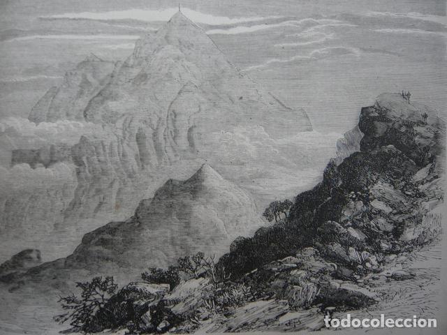 Arte: VENEZUELA EL PICO DE NAIGUAT&Aacute; Y LA SILLA DE CARACAS GRABADO XILOGRAFICO XILOGRAFIA 1872