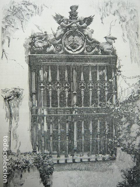 Arte: SEVILLA VENTANA CON REJA DE LA CASA DE PILATOS GRABADO XILOGRAFICO XILOGRAFIA 1872
