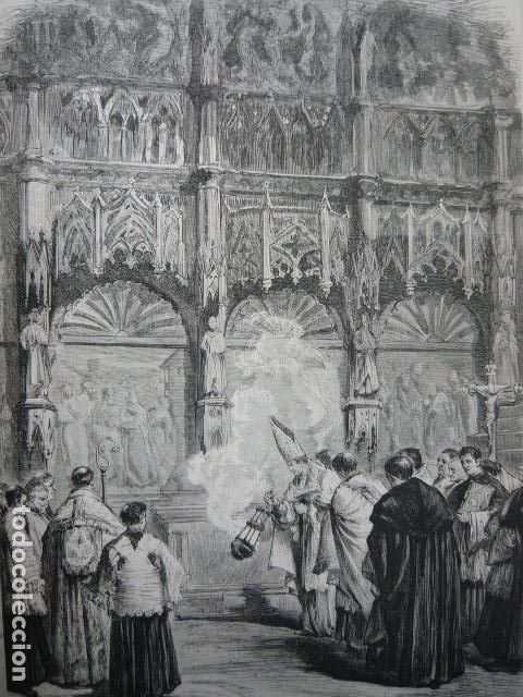 Arte: ZARAGOZA SOLEMNE CONSAGRACION DEL TEMPLO GRABADO XILOGRAFICO XILOGRAFIA 1872