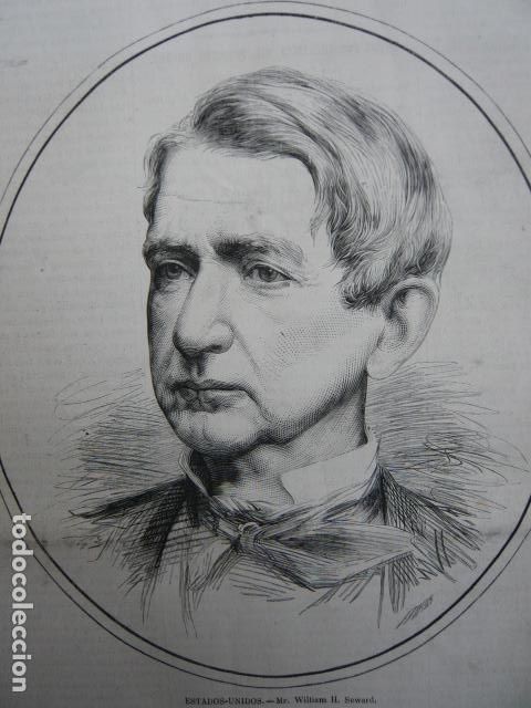 Kunst: WILLIAM H. SEWARD USA GRABADO XILOGRAFICO XILOGRAFIA 1872