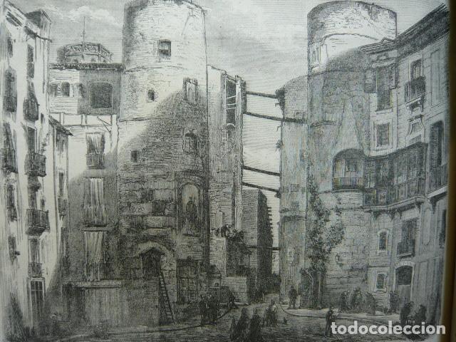 Kunst: BARCELONA TORRES DE LA PLAZA NUEVA GRABADO XILOGRAFICO XILOGRAFIA 1872