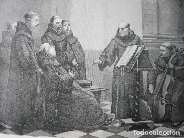 Kunst: FRAILES CAPUCHINOS GRABADO XILOGRAFICO XILOGRAFIA 1872