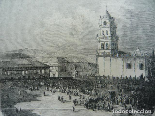 Art: SUCRE BOLIVIA PLAZA MAYOR GRABADO XILOGRAFICO XILOGRAFIA 1872