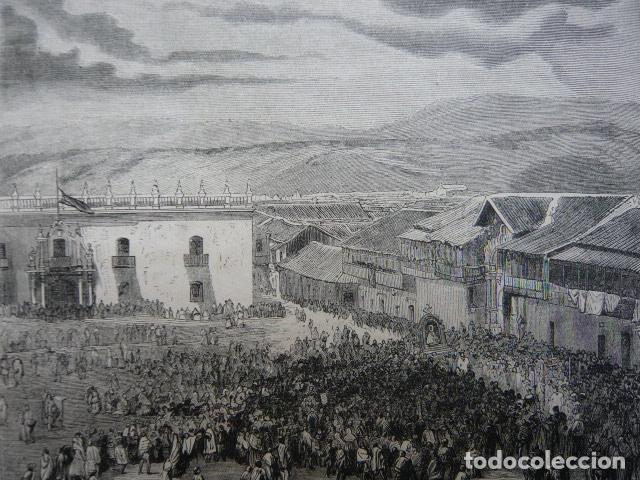 Arte: SUCRE BOLIVIA PROCESION RELIGIOSA GRABADO XILOGRAFICO XILOGRAFIA 1872