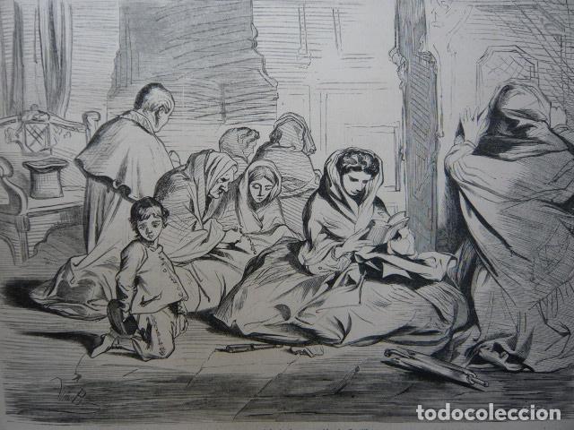 Arte: CASTILLA CONFESIONES CROQUIS IN&Eacute;DITO DE VALERIANO B&Eacute;CQUER GRABADO XILOGRAFICO XILOGRAFIA 1872