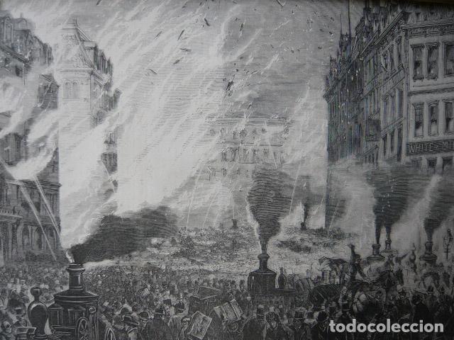 Arte: BOSTON USA GRAN INCENDIO GRABADO XILOGRAFICO XILOGRAFIA 1872