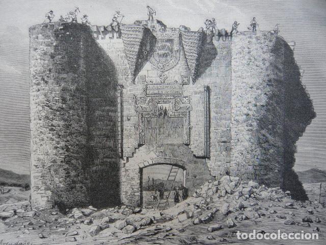 Arte: ASTORGA LE&Oacute;N RESTOS DEL CASTILLO GRABADO XILOGRAFICO XILOGRAFIA 1872