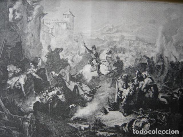 Arte: ZARAGOZA EL SITIO HEROICA DEFENSA DE SANTA ENGRACIA GRABADO XILOGRAFICO XILOGRAFIA 1872