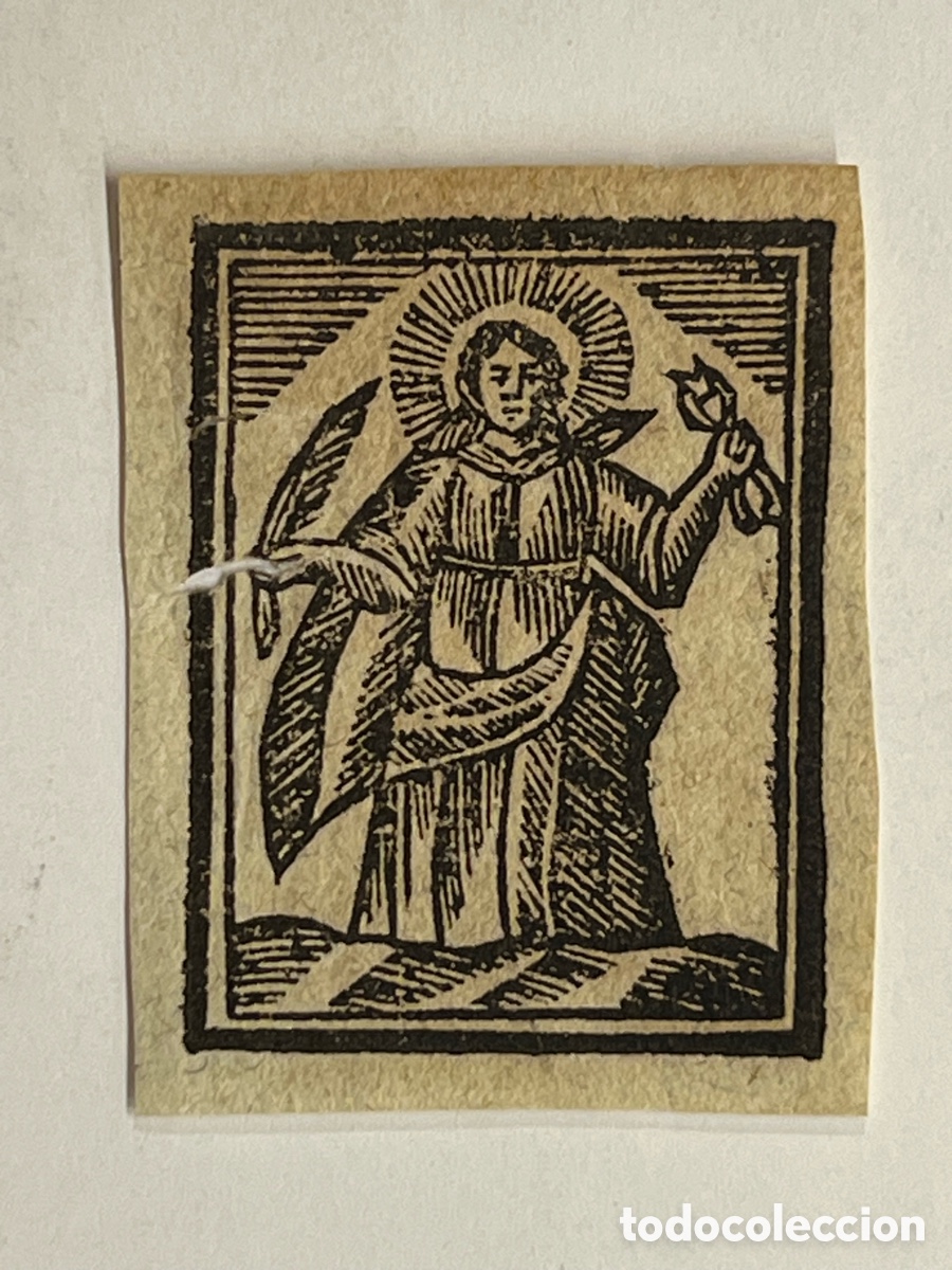 Arte: SANTA QUITERIA, Virgen y M&aacute;rtir. Grabado xilogr&aacute;fico antiguo&hellip; (fin Siglo XVIII ?)