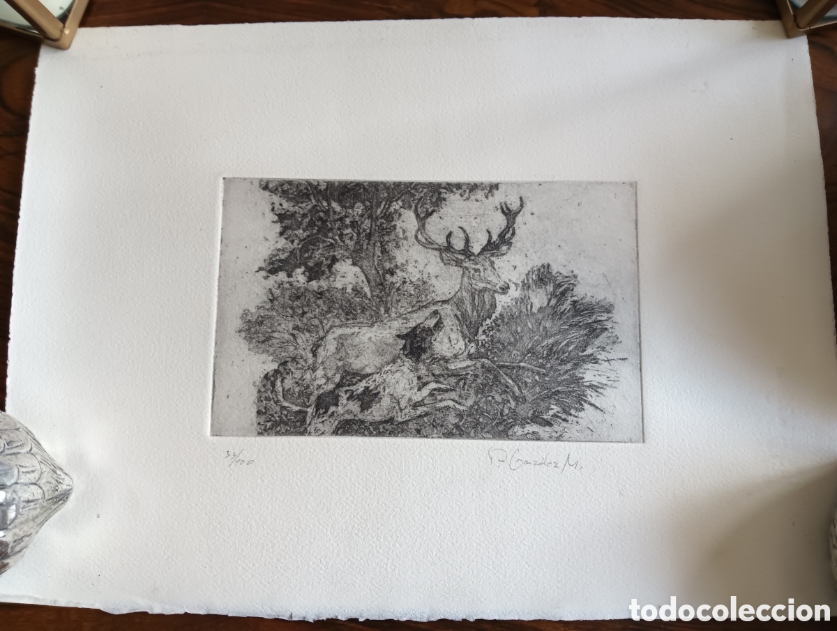 Arte: AGUAFERTE CON TEMA DE CAZA - Foto 5