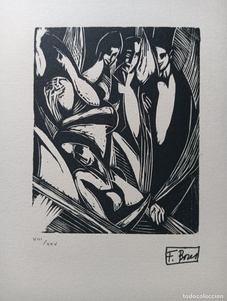 Arte: Francisco BORES (1898-1972) xilograf&iacute;a Cabaret 12x9 en 49x38 cms firmada Notaria. fotocopia Acta