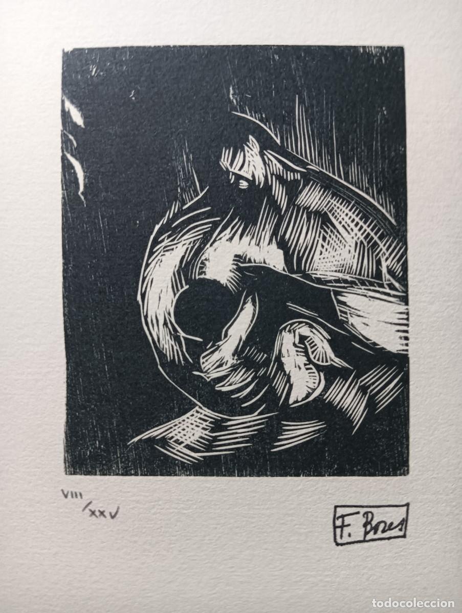 Arte: Francisco BORES (1898-1972) Xilograf&iacute;a Peluquer&iacute;a de 11x9cms en papel de 49x38cms, numerada VIII/XX