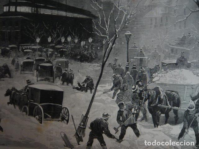 Arte: PARIS GRAN NEVADA ALREDEDORES DEL HIPODROMO GRABADO XILOGRAFICO XILOGRAFIA 1879