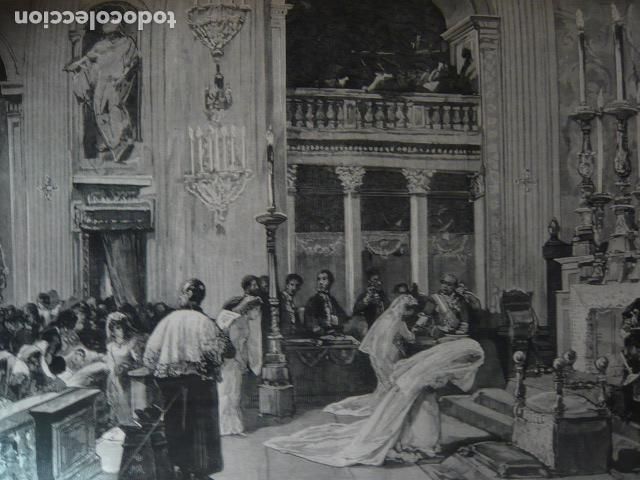 Arte: ROMA IGLESIA DE MONTSERRAT CEREMONIA GRABADO XILOGRAFICO XILOGRAFIA 1879
