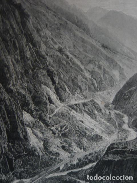 Arte: PERU FERROCARRIL ANDINO DE OROYA GRABADO XILOGRAFICO XILOGRAFIA 1879