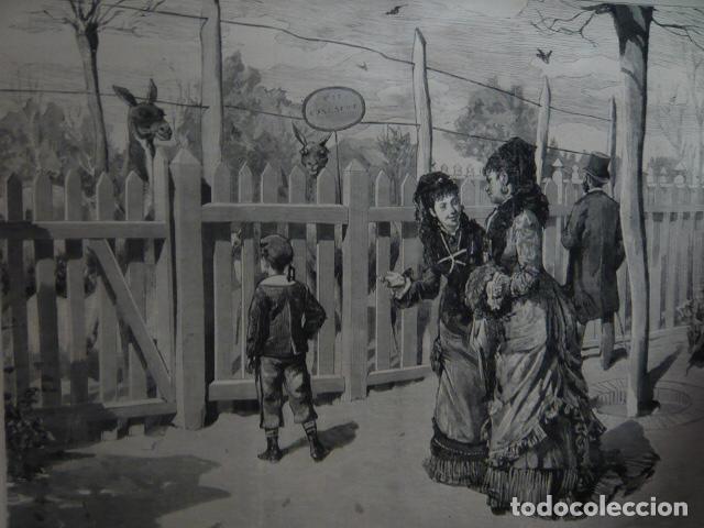 Arte: MADRID CASA DE FIERAS CERCADO DE LAS LLAMAS GRABADO XILOGRAFICO XILOGRAFIA 1879