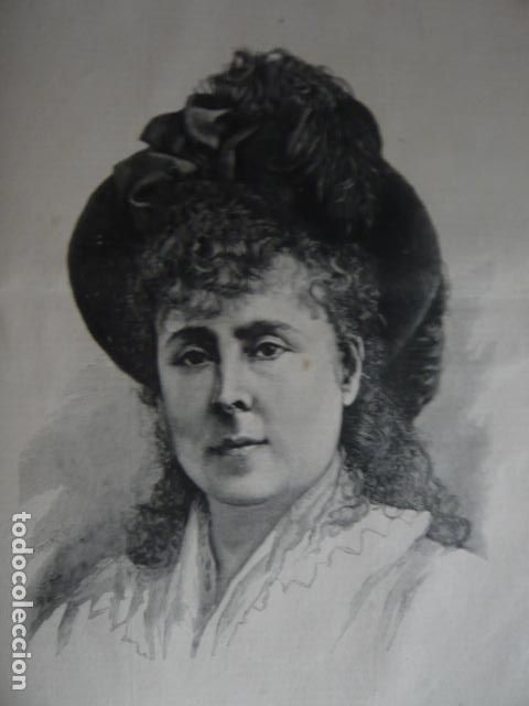 Arte: DUQUESA VIUDA DE MEDINACELI GRABADO XILOGRAFICO XILOGRAFIA 1879