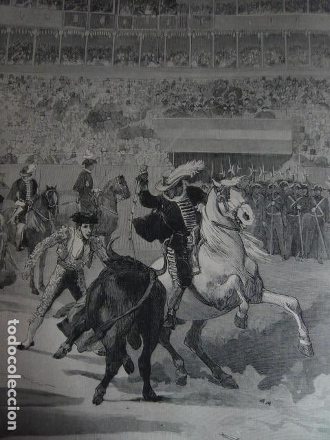 Arte: MADRID CORRIDA DE TOROS GRABADO XILOGRAFICO XILOGRAFIA 1879